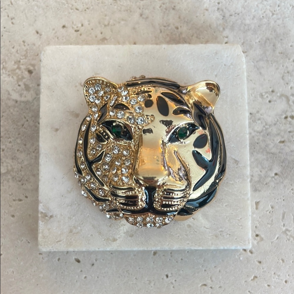 Macy's Gold and Black Leopard Brooch